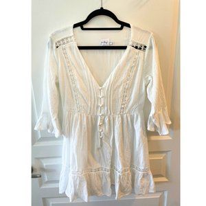 Princess Polly White cotton mini sundress with flower embroidery